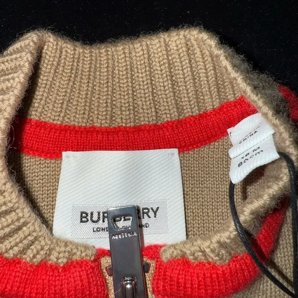 Brand new with tags  Burberry Tan Zip-Up Sweater size 18 months